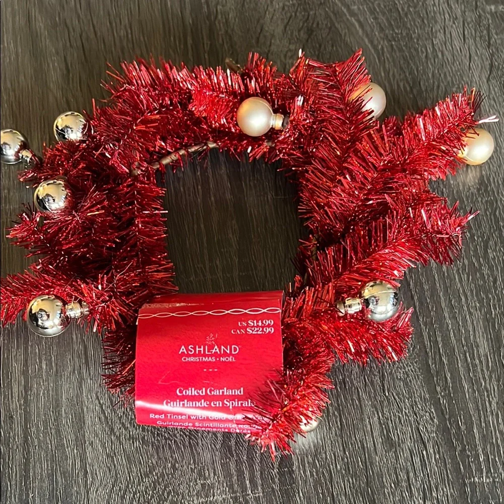 Ashland Red Tinsel Garland with Gold Accents